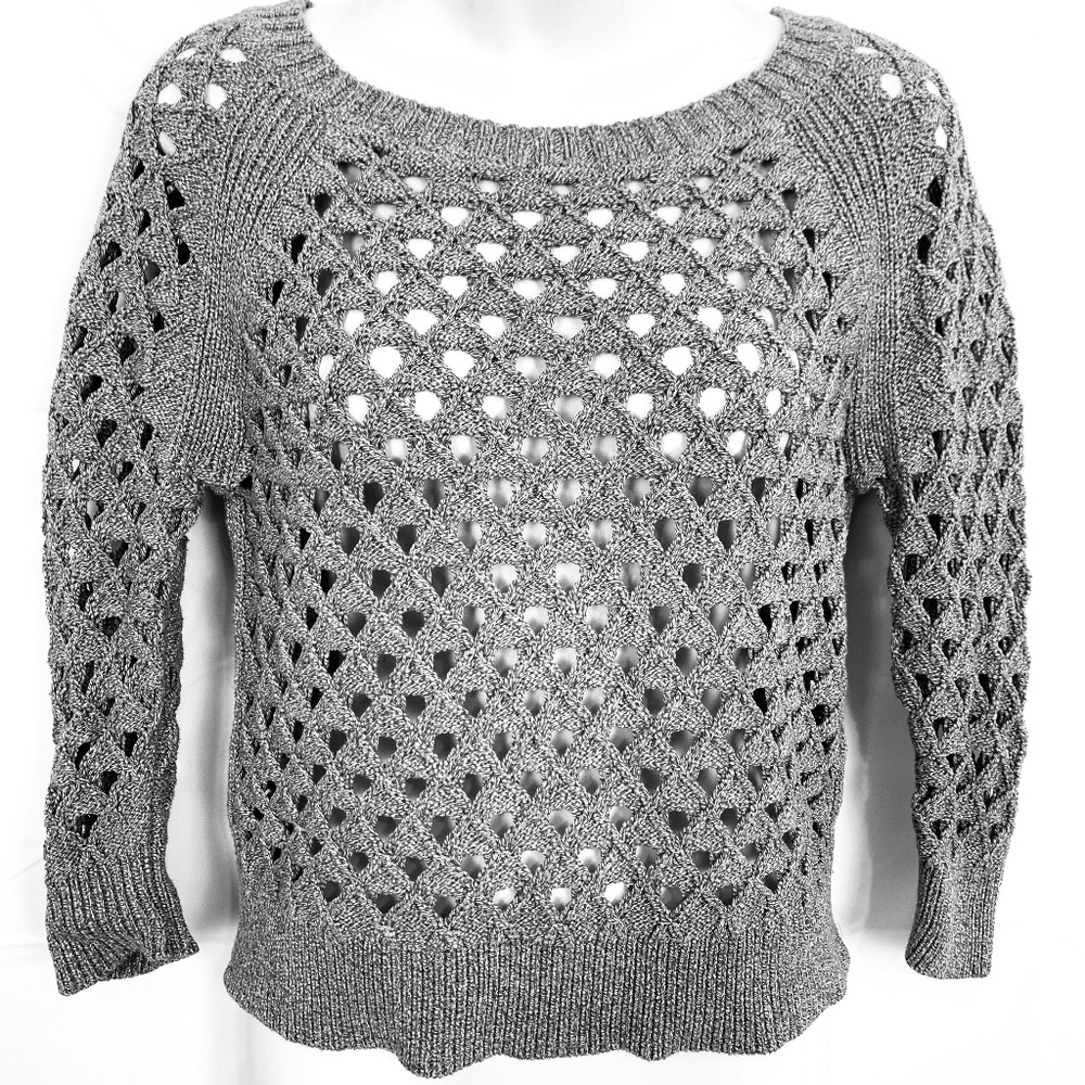 American Eagle Gray Loose Knit Pullover Sweater XS